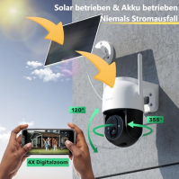 Jeeber WLAN Surveillance Camera Outdoor Battery with Solar Panel, 2K bezdrátová venkovní kamera s 30 m barevným nočním viděním, 