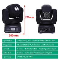 HOLDLAMP Moving Head Beam LED Moving Head DMX512 RGBW 60W Stage Light Spot Lamp 10 Patterns Light Effect for DJ, Bar, Halloween,