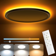 AmazeFan LED stropní světlo stmívatelné - 24W 2400LM stropní světlo s dálkovým ovládáním - 6W noční světlo teplé - LED stropní s