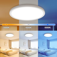 AmazeFan LED stropní světlo stmívatelné - 24W 2400LM stropní světlo s dálkovým ovládáním - 6W noční světlo teplé - LED stropní s