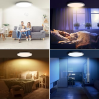 AmazeFan LED stropní světlo stmívatelné - 24W 2400LM stropní světlo s dálkovým ovládáním - 6W noční světlo teplé - LED stropní s