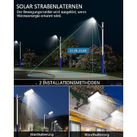 Sararoom 400W solární pouliční světlo 720LEDs solární lampy pro venkovní použití se senzorem detektoru pohybu, 6500K nástěnné sv