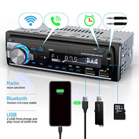 RDS autorádio Bluetooth hands-free systém, Lifelf 1 DIN stereo rádio 4 x 65W přijímač s MP3 přehrávačem Dva USB porty WMA FM dál