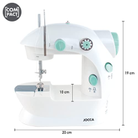 Jocca - Přenosný šicí stroj se sadou 48 šicích doplňků | Malý šicí stroj | Šicí stroje | Snadné použití | Dvojitý steh | Protisk