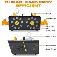 Kouřový stroj, 1500W kouřový stroj s 18 světly, odnímatelná dekorace, vertikální mlžení, pro Halloween, živé show, párty, svatby