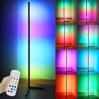 YOSION LED stojací lampa RGB rohová stojací lampa, synchronizace s hudbou, změna barvy, stmívatelný jas, napájení přes USB, do o