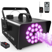 Mlhový stroj, 1200W kouřový stroj s 18 RGB LED diodami pro párty, narozeniny, Halloween, diskotéky, DJ pódiové efekty