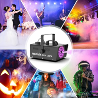 Mlhový stroj, 1200W kouřový stroj s 18 RGB LED diodami pro párty, narozeniny, Halloween, diskotéky, DJ pódiové efekty