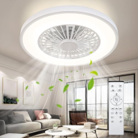 Stropní ventilátor Ateroll se světlem, DC motor 25W, LED 45W, RGB (3000 K-6500 K), 3000 LM, 6 nastavitelných rychlostí větru s d