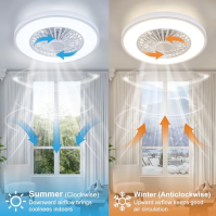 Stropní ventilátor Ateroll se světlem, DC motor 25W, LED 45W, RGB (3000 K-6500 K), 3000 LM, 6 nastavitelných rychlostí větru s d