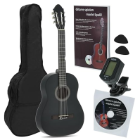 Juan Miguel Navarrez Classical Guitar 4/4 Starter Set black (brašna, ladička, trsátka, kniha s CD)