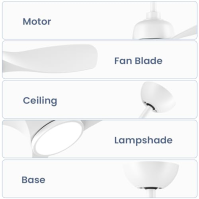 CJOY Stropní ventilátor s osvětlením Tichý, Ø107cm Stropní ventilátor se světlem a dálkovým ovládáním 3 teploty barev, stmívatel