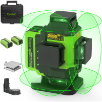 Huepar 4x360 Laser Level - Laserový nivelátor s zeleným paprskem, 16 liniemi, automatickým vyrovnáváním a 4D křížovým laserem