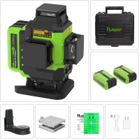 Huepar 4x360 Laser Level - Laserový nivelátor s zeleným paprskem, 16 liniemi, automatickým vyrovnáváním a 4D křížovým laserem