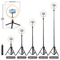 LED Ring Light Tripod 10" LED Ring Light Ring Light se stativem 1,6 m Light Ring 3 barvy 10 jasů Stmívatelné Bluetooth dálkové o