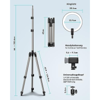 Viozon 12'' kruhové světlo s výsuvným 80'' stativem, kompatibilní s 3,5-6,7'' telefonem a digitální zrcadlovkou, dálkové ovládán