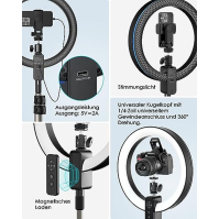 Viozon 12'' kruhové světlo s výsuvným 80'' stativem, kompatibilní s 3,5-6,7'' telefonem a digitální zrcadlovkou, dálkové ovládán