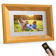 KODAK 7palcový digitální fotorámeček Wood HD IPS Smart Electronic Picture Frame s pamětí 4 GB, slotem pro USB a SD kartu, kalend