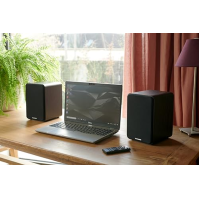 THOMSON WS600DUO - sada 2 reproduktorů s dřevěnou skříní - 100 W - Bluetooth 5.0-2 RCA výstupy - černá barva