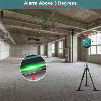 Kiprim 3x360° Zelený laserový nivelátor s automatickým nivelačním nástrojem na vzdálenost 100 stop pro stavební práce