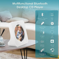 Gueray Bluetooth CD přehrávač Přenosný CD přehrávač s 4000mAh dobíjecí baterií, stolní CD přehrávač pro domácnost, vestavěné dvo