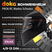 DOKA PRO6RC svářečská přilba 93x43 mm, externí regulátor, automatické zatemnění, optická průhlednost 1/1/1/2, barva REAL, svářeč