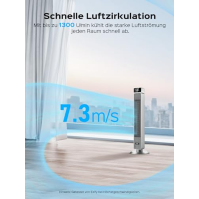 Věžový ventilátor Ezify, rychlost ventilátoru 7,3 m/s Velký průtok vzduchu, věžový ventilátor 30 dB Velmi tichý s dálkovým ovlád