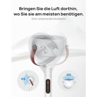 Dreo 25dB tichý chytrý podstavný ventilátor, 30M vzdálenost větru 1500m³/h objem vzduchu turbo cirkulační ventilátor 110CM výška