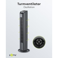 goobay 59517 Ventilátor s dálkovým ovládáním a časovačem / 3rychlostní sloupový oscilační ventilátor / tichý ventilátor do ložni