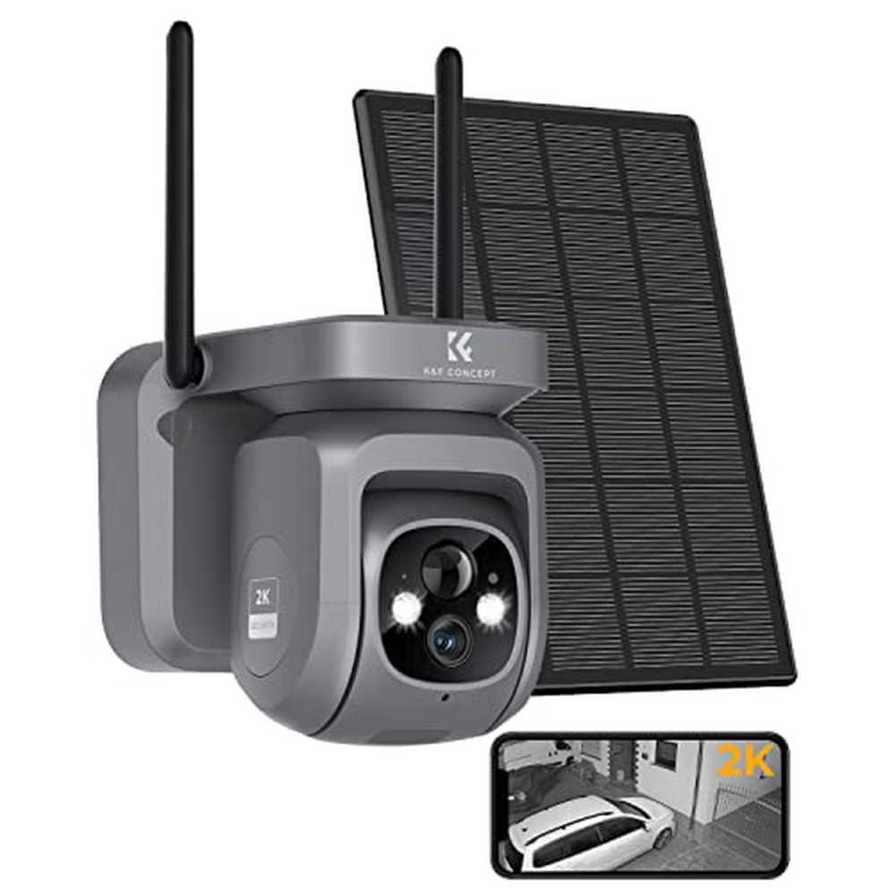 K&F Concept 2K Solární bezpečnostní kamera Venkovní bezdrátová, 2,4GHz WiFi, napájená baterií CCTV, domácí dohled s 360° PTZ, ba