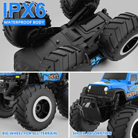 ACAMMZAR 1:16 obojživelný RC Monster Truck, auta na dálkové ovládání pro děti, IPX7 vodotěsný 2,4GHz 4WD 360° rotace, oboustrann