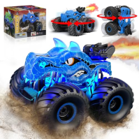 Dětské auto na dálkové ovládání, 1:16 monster truck s cool LED světly, 2,4 GHz RC auta pro kluky, dinosauří hračka dárek pro klu