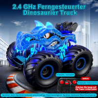 Dětské auto na dálkové ovládání, 1:16 monster truck s cool LED světly, 2,4 GHz RC auta pro kluky, dinosauří hračka dárek pro klu