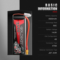 GOLDBAT 14,8V 50C 4500mAh 4S Lipo baterie s konektorem Deans a XT60 pro RC modely letadel kvadrokoptér dronů vrtulníků lodí RC z