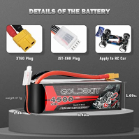 GOLDBAT 14,8V 50C 4500mAh 4S Lipo baterie s konektorem Deans a XT60 pro RC modely letadel kvadrokoptér dronů vrtulníků lodí RC z