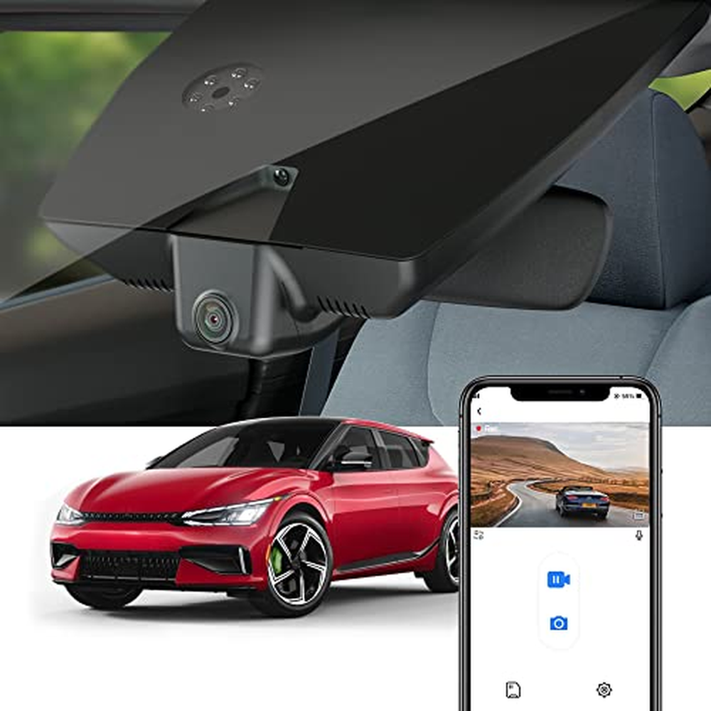 Fitcamx Dashcam 4K kompatibilní s Kia EV6 GT GT-Line Light Wind 2022 2023, OEM přední kamera 2160P UHD Video WiFi, G-senzor, nah