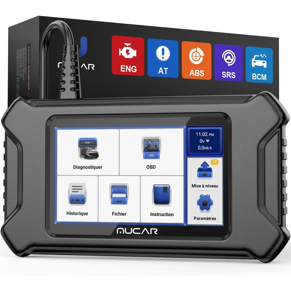 MUCAR Car Diagnostic Case, 2023 CS5 OBDII Car Diagnostic Upgrade, ABS/SRS/TCM/Engine/BCM Car Diagnostic Scanner, 5" Android 7.0 