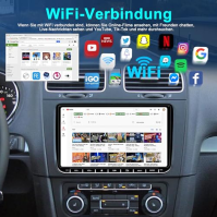 Kovanda Android autorádio pro VW Golf 5 6 Touran Tiguan Škoda Caddy Amarok, 9" dotykový displej double din rádio se zadní kamero