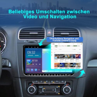 Kovanda Android autorádio pro VW Golf 5 6 Touran Tiguan Škoda Caddy Amarok, 9" dotykový displej double din rádio se zadní kamero