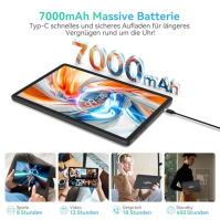 2024 Nejnovější Android 14 Tablet 10 palců,4G LTE Tablety s 2 SIM 1 SD slot,5G Wifi Tablet PC s 14GB+128GB(1TBTF),3 v 1 Tablet s