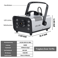 Katomi 1000W Fog Machine s DMX Controllable, 6 LED RGB Effect Light Smoke Machine, Fog Smoke Machine s rádiovým dálkovým ovládán