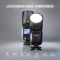 NEEWER Z1-C TTL blesk Speedlite s kulatou hlavou pro digitální zrcadlovky Canon, 76Ws 2,4G 1/8000s HSS, 10 úrovní LED modelovací