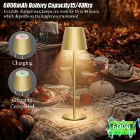 2 balení Aipsun Gold Stolní lampa LED Moderní dobíjecí přenosné stolní světlo 6200mAh Stolní lampa na baterie 3 barevné teploty 