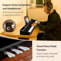 TERENCE E Piano 88 kláves Skládací digitální piano s 2000mAh baterií podpora MIDI-USB Audio-Bluetooth s 2x25W reproduktorem Sust