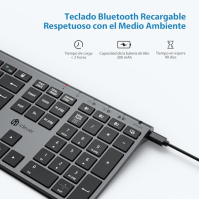 iClever Bluetooth klávesnice a myš BK23-QWERTY Španělská bezdrátová klávesnice pro Mac s dobíjecí baterií Plná velikost Slim Pln