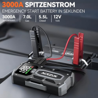 ACEZUK Jump Starter Powerbank 3000A 12V (do 7,0L benzínu nebo 5,5L nafty) Jump Starter do auta s LED svítilnou, velkou obrazovko