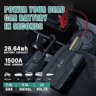 Jump Starter Powerbank, KUKUPOW Car Jump Starter Powerbank 1500A (do 7.0L Gas a 5.5L Diesel) 12V Jump Starter, Battery Booster, 