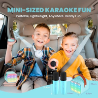 Karaoke stroj se 2 mikrofony, [Premium verze] Wowstar přenosný Bluetooth karaoke stroj pro děti dospělé s efekty změny hlasu a L