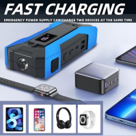 LanBlu auto startér power bank, 2000A špičkový proud startér power bank, super bezpečné auto baterie booster s jumper kabel & LE