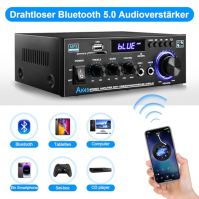 Stereofonní zesilovač - KKMOL HiFi zesilovač, AK45 Mini Bluetooth stereofonní audio zesilovač přijímač, 12V/ 220V 400W 2 kanály 